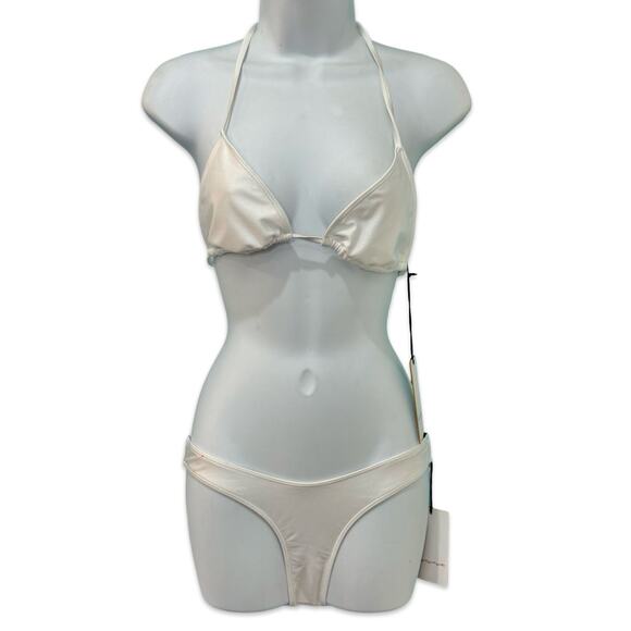 Lovewave White String Bikini Campbell Top Ryder Bottom Bathing Suit size XS NEW - Picture 1 of 9